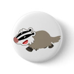 Cute Cartoon Badger Button Badge