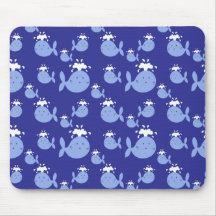Cute Cartoon Blue Whale Pattern Mousepad
