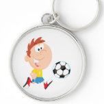 cute cartoon boy kicking soccerball key chains