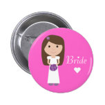 Cute Cartoon Bride Pinback Buttons