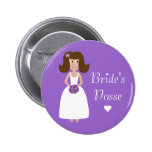 Cute Cartoon Bride's Posse Bachelorette Party Buttons