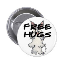 Cute Cartoon Bunny Rabbit Free Hugs Pin
