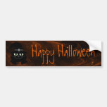 Cute Cartoon Cat Happy Halloween Magical Sky Bumper Sticker