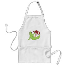 Cute Cartoon Caterpillar Worm Toadstool Design Apron