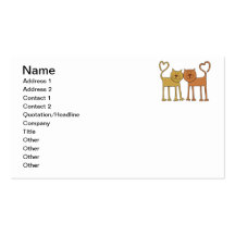 Cute Cartoon Cats with Tails Curved to Hearts Business Card Template