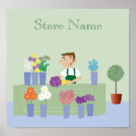 Cute Cartoon Character Florist & Flowers Custom posters
