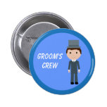 Cute Cartoon Character Groom's Crew Bachelor Party Buttons