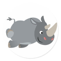 Cute Cartoon Charging Rhino Sticker