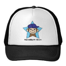Cute Cartoon Clip Art Happy Monkey in Star w Hat