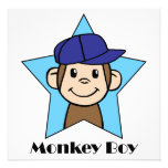 Cute Cartoon Clip Art Happy Monkey in Star w Hat Personalized Announcements