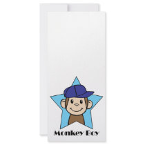 Cute Cartoon Clip Art Happy Monkey in Star w Hat Rack Card Template