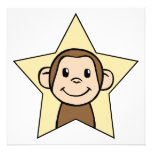 Cute Cartoon Clip Art Monkey with Grin Smile Star Custom Invites