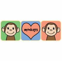 Cute Cartoon Clip Art Monkeys with Heart Love Photo Cut Out