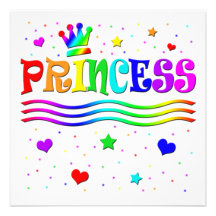 Cute Cartoon Clip Art Rainbow Princess Tiara Personalised Invite