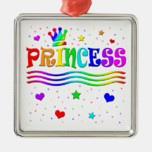 Cute Cartoon Clip Art Rainbow Princess Tiara Christmas Tree Ornament