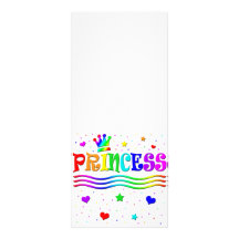 Cute Cartoon Clip Art Rainbow Princess Tiara Personalised Rack Card
