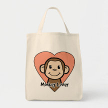 Cute Cartoon Clip Art Smile Monkey Love in Heart Bag