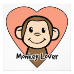 Cute Cartoon Clip Art Smile Monkey Love in Heart Personalized Announcements