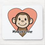 Cute Cartoon Clip Art Smile Monkey Love in Heart Mouse Pad