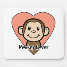 Cute Cartoon Clip Art Smile Monkey Love in Heart Mouse Pad