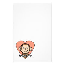 Cute Cartoon Clip Art Smile Monkey Love in Heart Customized Stationery