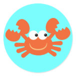 Cute cartoon crab blue stickers for kids