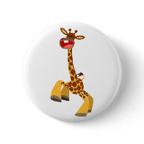 Cute Cartoon Dancing Giraffe Button Badge