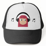 Cute Cartoon Dee Jay Girl With Headphones hats
