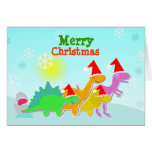 Cute Cartoon Dinosaurs Christmas Card