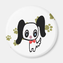 Cute cartoon dog and paws art Magnet
