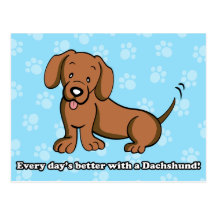 Cute Cartoon Dog Dachshund Postcard