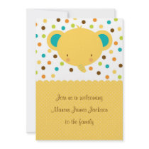 Cute Cartoon Elephant Welcome Baby Party Invite