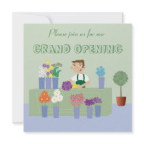 Cute Cartoon Florist New Store Opening Invitations