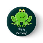Cute Cartoon Frog Hoppy Birthday Funny Greeting buttons