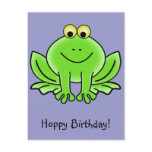 Cute Cartoon Frog Hoppy Birthday Funny Greeting Postcards