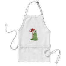 Cute Cartoon Frog With Mushroom Toadstool Design Apron