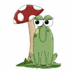 Cute Cartoon Frog With Mushroom Toadstool Design photo sculptures