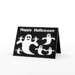 Cute Cartoon Ghosts Black & White Halloween Card