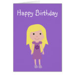 Cute cartoon girl Birthday card ideal for kids