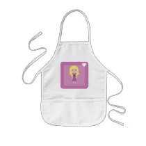 Cute Cartoon Girl & Heart Apron
