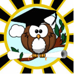 Cute Cartoon Graduating Owl w/Black & Gold Colours photo sculptures
