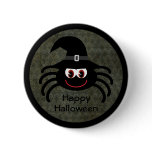 Cute Cartoon Halloween Spider With Witches Hat buttons
