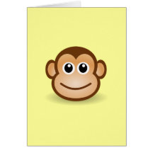 Cute Cartoon Happy Monkey Face Greeting Cards