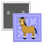 Cute Cartoon Horse Pretty Background Pinback Buttons