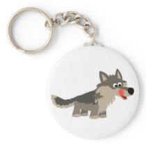 Cute Cartoon Hungry Wolf  Keychain