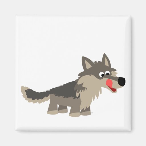 Cute Cartoon Hungry Wolf  Magnet
