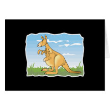 cute cartoon kangaroo and baby greeting cards