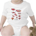 Cute Cartoon Love Hearts Baby Onesies t-shirts