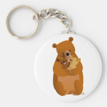 Cute Cartoon Mama Bear and cubs keychain