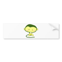 Cute Cartoon Monkey Eating A Banana Bumper Stickers